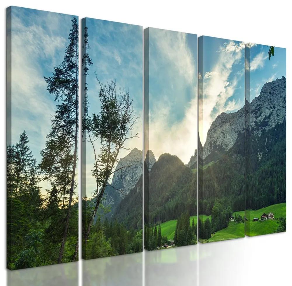 5-dielny obraz prekrásna Švajčiarska príroda