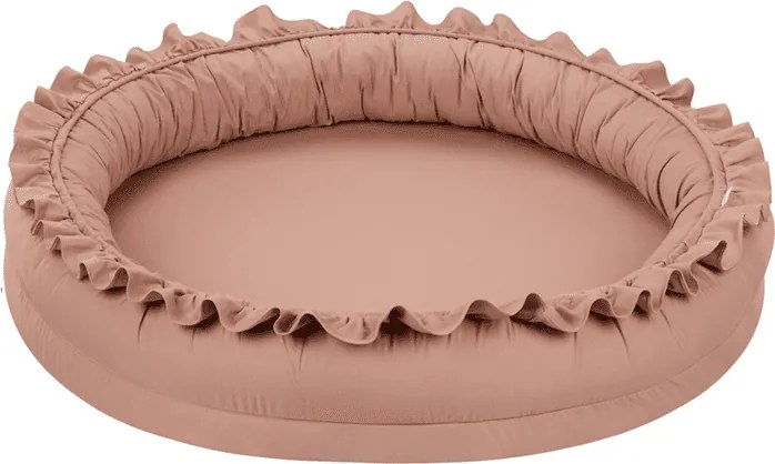 Mini hniezdo pre deti s volánom broskyňová