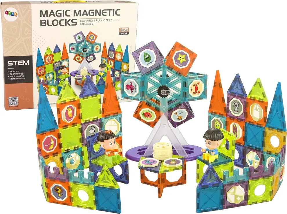 LEAN Toys Magnetické stavebnice 3D – Ruské kolo, 155 dielov