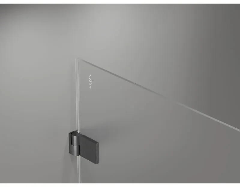 Mexen Lunar-B Duo sklápací sprchový kút 90 x 85 cm, číre sklo, brúsený grafit, 832-090L-085P-66-00