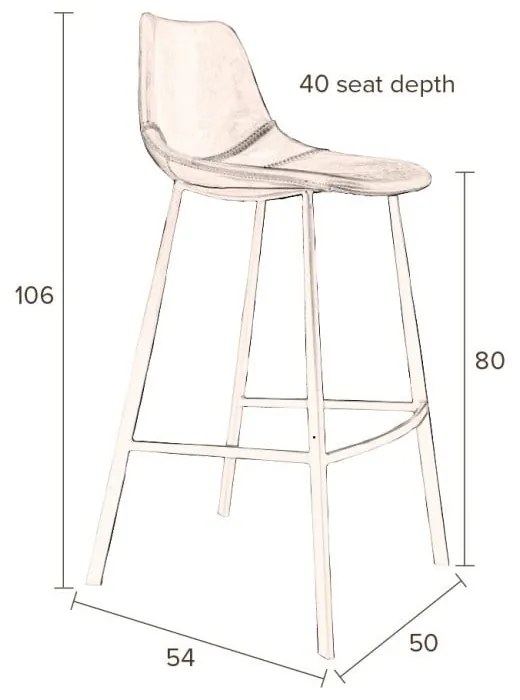 Sada 2 hnedých barových stoličiek Dutchbone Franky, výška 106 cm