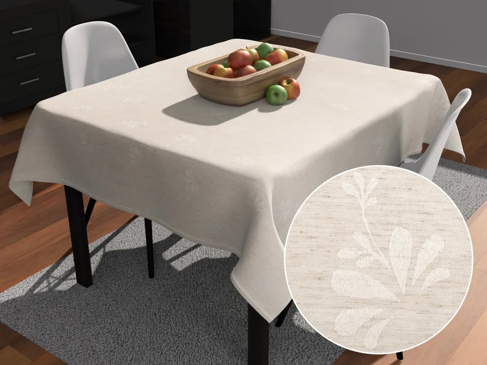 Biante Teflónový štvorcový obrus TF-076 Kvetinový ornament na režnom 90x90 cm
