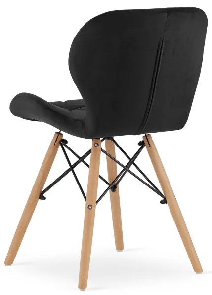 Set troch jedálenských stoličiek LAGO čierne (hnedé nohy) (3ks)