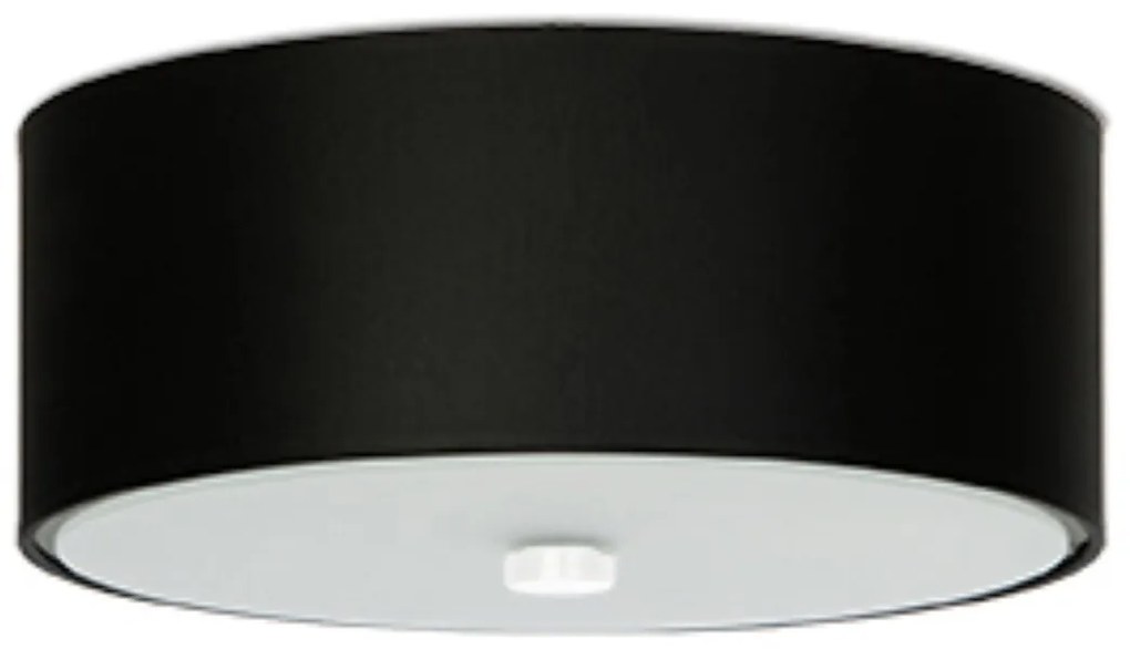 Stropné svietidlo Skala, 1x čierne textilné tienidlo, (biele sklo), (fi 30 cm)