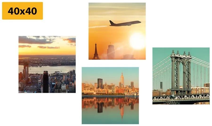 Set obrazov cestovanie do mesta New York - 4x 40x40