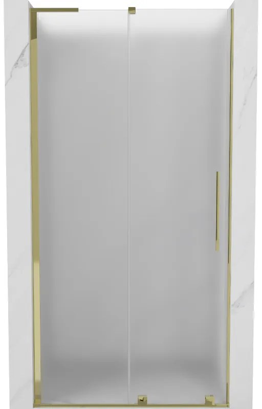 Mexen Velar L, posuvné sprchové dvere do otvoru 110 cm, 8mm sklo námraza, zlatá lesklá, 871-110-003-31-50