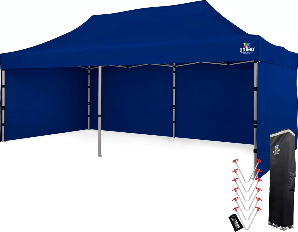 BRIMO Svadobný stan 3x6 m hliníkový – Elegantný a rýchlorozkladací - s 3 stenami - Modrá 15