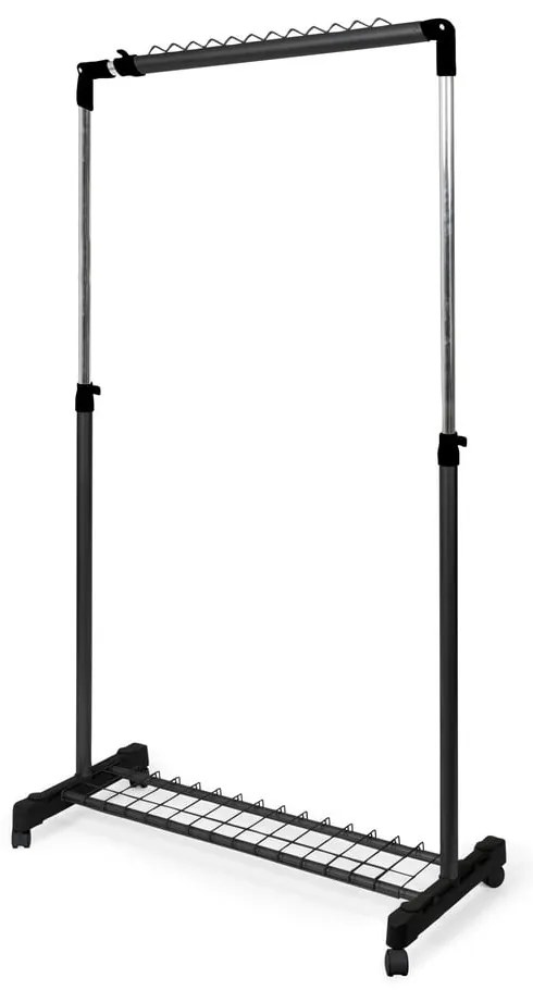Čierny kovový teleskopický/pojazdný stojan na oblečenie Under Stairs – Compactor