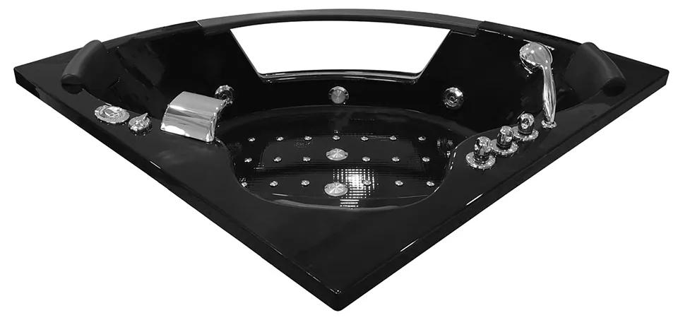 M-SPA - Čierna kúpeľňová vaňa SPA s hydromasážou 152 x 152 x 56 cm