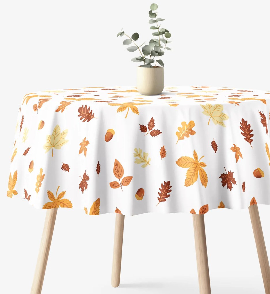 Goldea okrúhly obrus 100% bavlnené plátno - jesenné listy Ø 120 cm