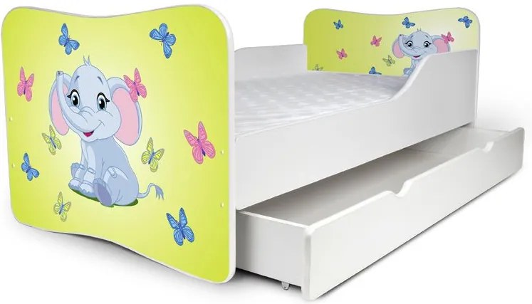 MAXMAX Detská posteľ so zásuvkou Sloník lemon + matrac ZADARMO