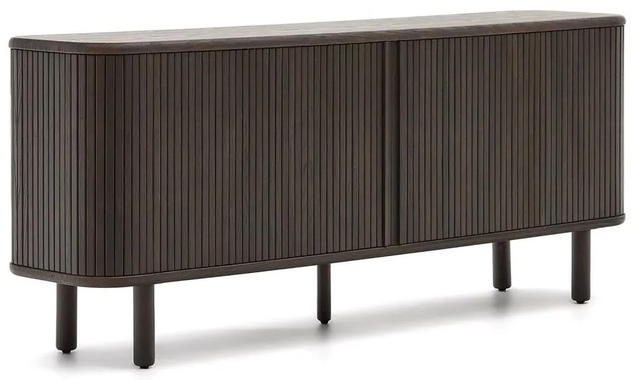 Tmavohnedá nízka komoda v dekore jaseňa s posuvnými dverami 180x75 cm Mailen – Kave Home