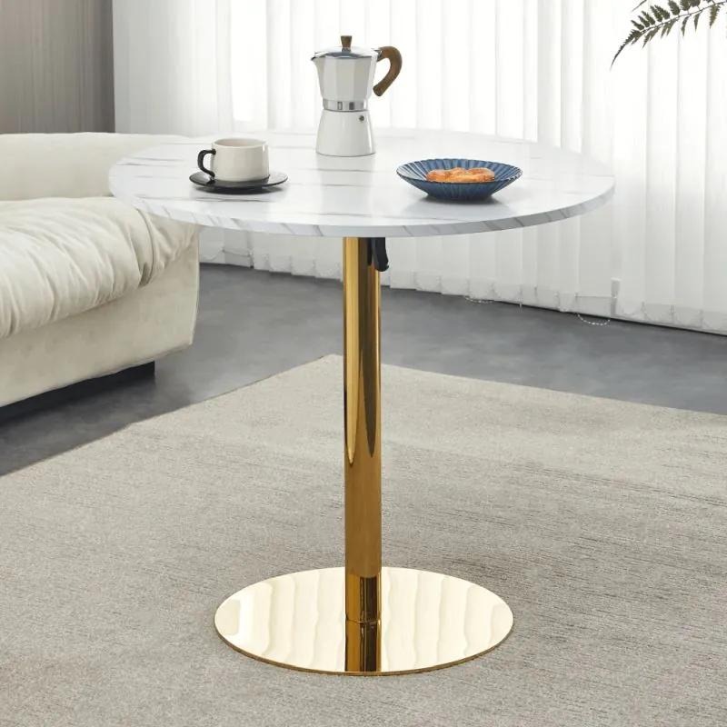 Kondela Jedálenský stôl, svetlý mramor/gold chróm - zlatý, priemer 80 cm, LAMONT