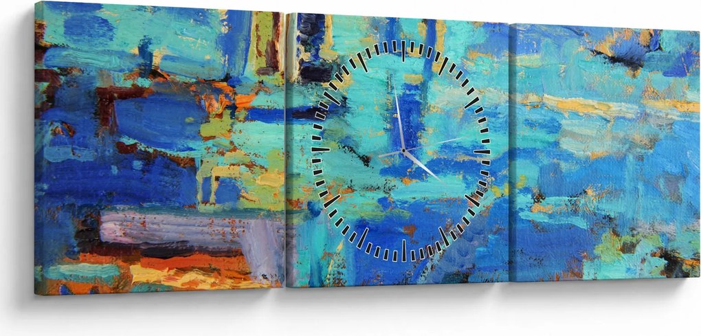 Obraz - Abstraktné olejomaľba (s hodinami) (90x30 cm)