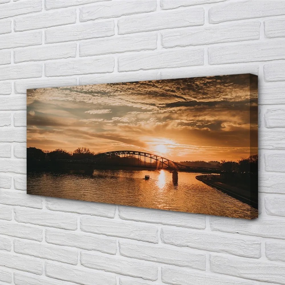 Obraz na plátne Krakow river bridge sunset 120x60 cm