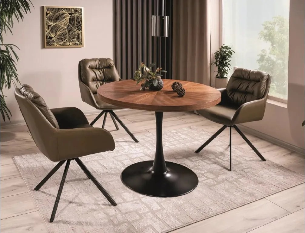 Okrúhly jedálenský stôl AMADEO 100x100 cm, dekor orech