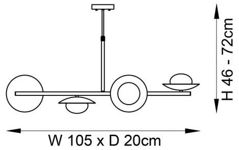 Endon 92036 - Závesný luster na lanku RUFFLE 4xG9/3W/230V mosadz/čierna