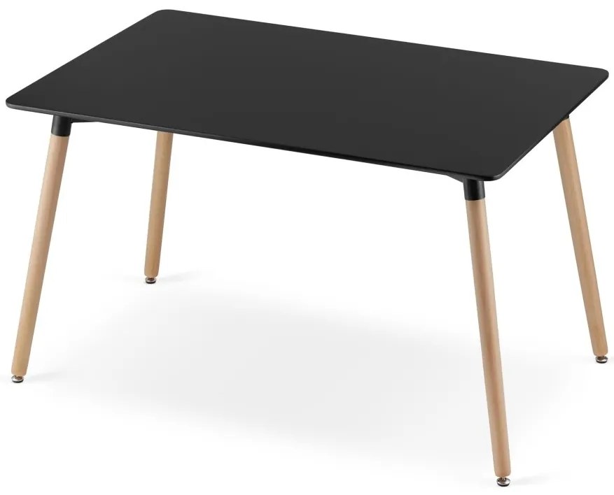 Jedálenský set 1 + 4, čierny stôl ADRIA 120x80 cm + béžová stolička BALI MARK s čiernymi nohami