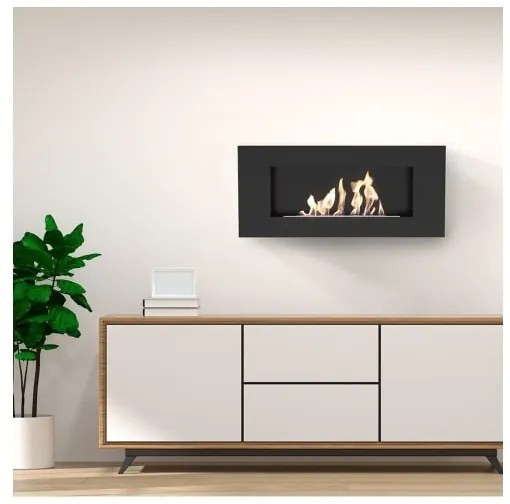 Kratki DELTA/FLAT/TUV - Nástenný BIO krb DELTA/FLAT 40x90 cm 1,5kW čierna