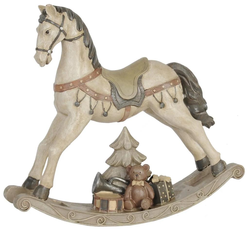Béžová antik dekorácia hojdací koník Rocking Horse - 29*6*27 cm