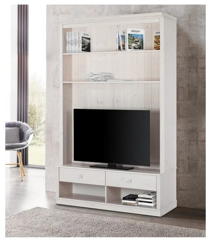 Biela TV zostava z borovicového dreva 140x223 cm Anita – Støraa