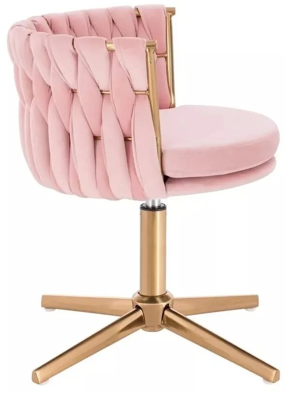 LuxuryForm DESIGN Stolička LYON VELUR na zlatom kríži - ružová