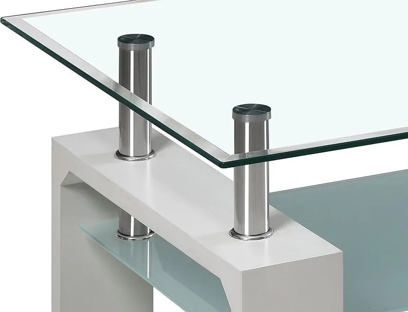 Konferenčný stolík Bolero, biely/sklo