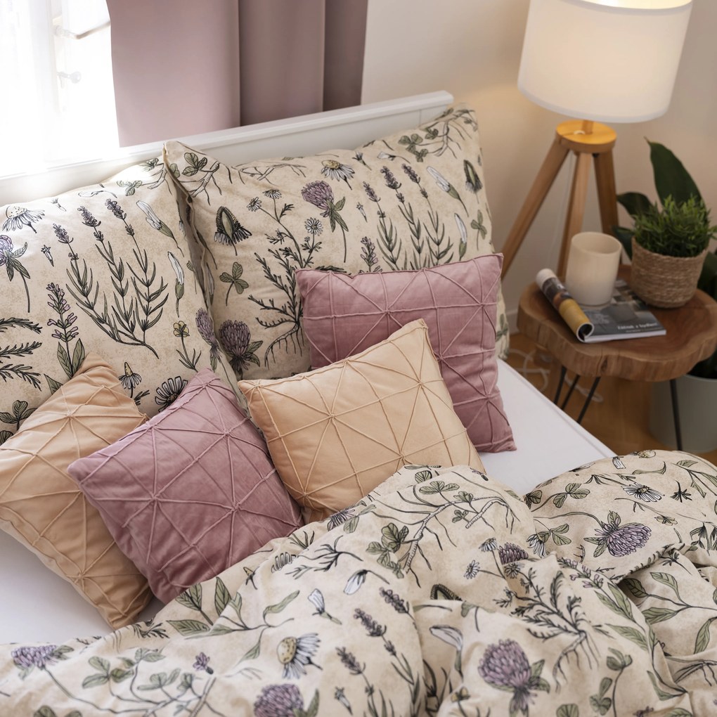 Francúzske bavlnené obliečky Renforcé - Herbár béžové