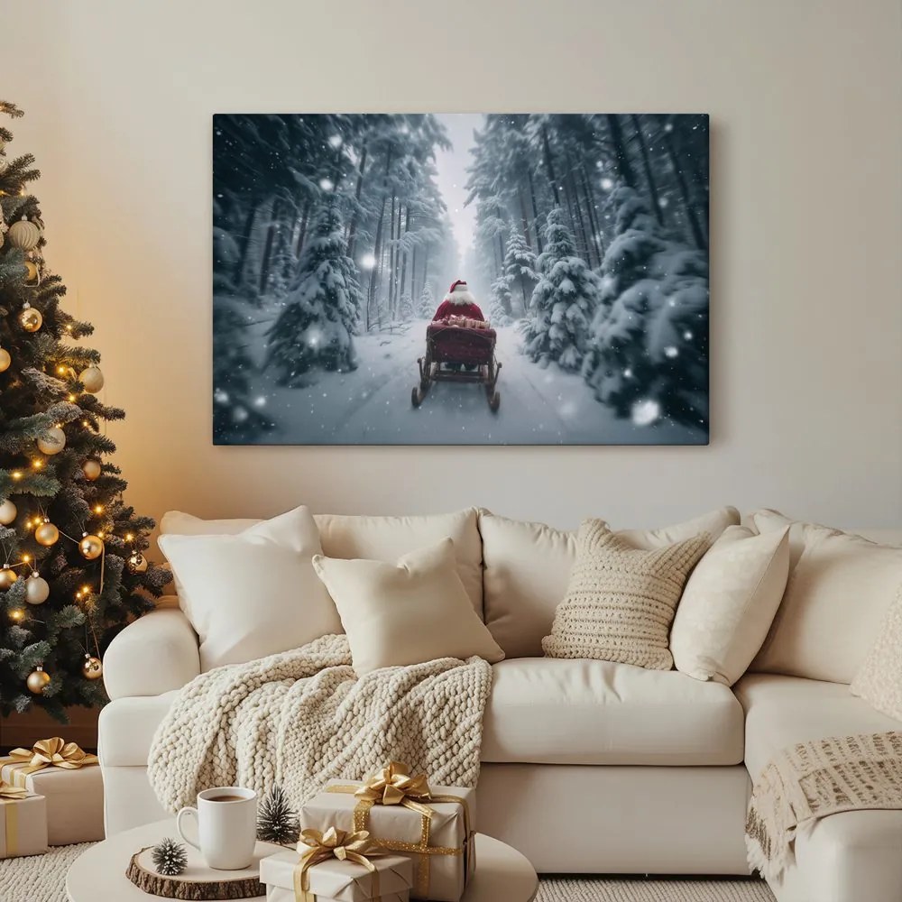 Obraz santova vianočná cesta lesom