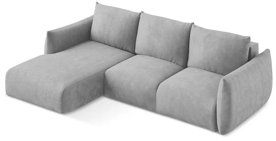 Svetlosivá ženilková rozkladacia rohová pohovka (ľavý roh/s leňoškou) Leila – Makamii