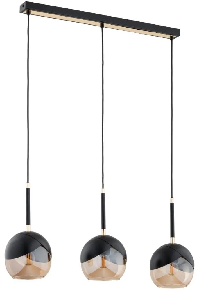 Luster na lanku MILTONA 3xE27/60W/230V čierna/béžová
