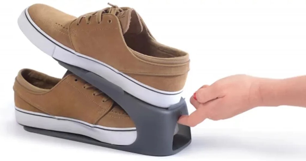 Prosperplast Organizér na topánky, plastový, sada 4 ks pre veľkosť 38-45, antracit