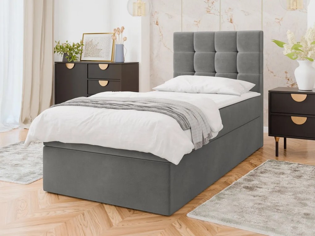Kontinentálna jednolôžková posteľ Cinema Single, Dostupné poťahy: ekokoža Soft 017, Rozmer postele: 100x200
