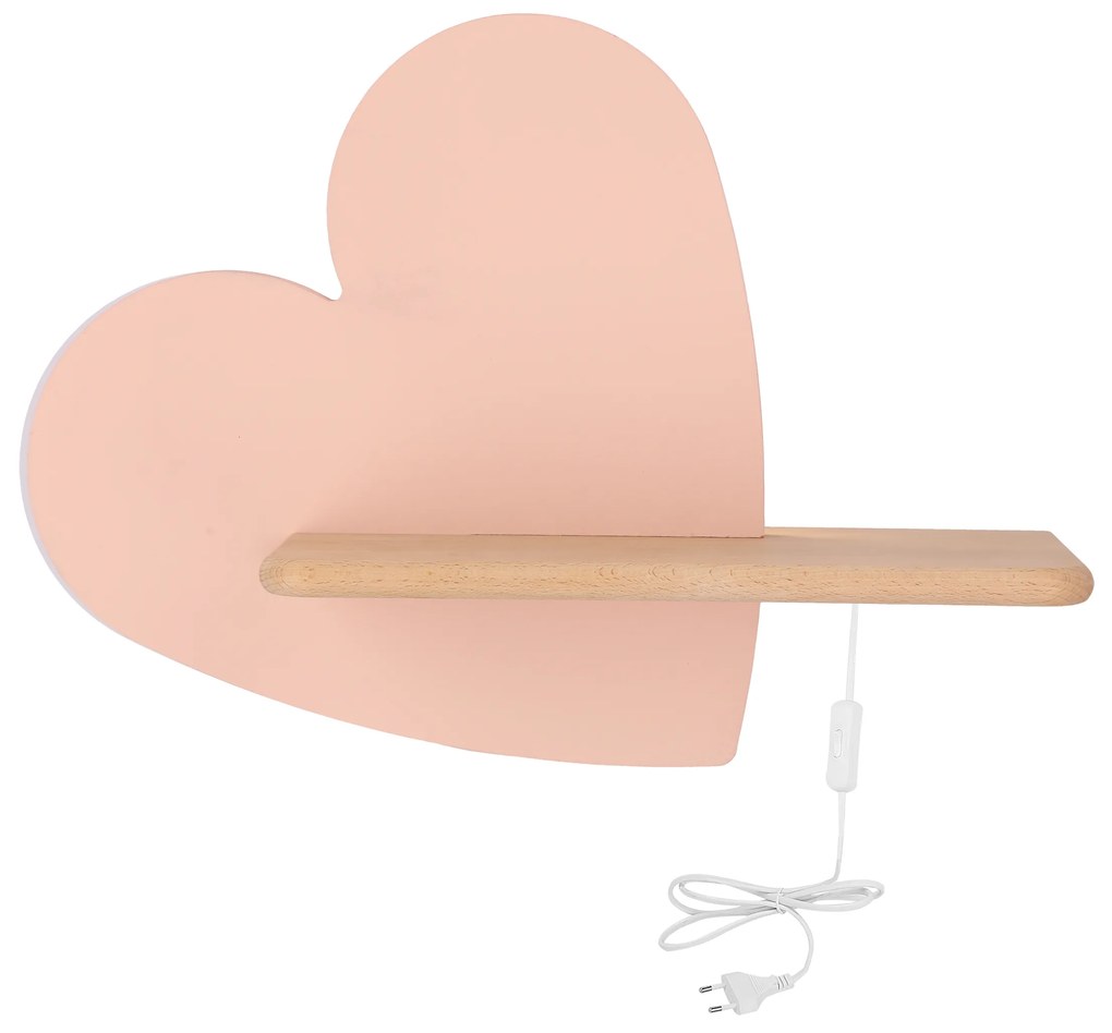 Candellux HEART Nástenné svietidlo 5W LED IQ KIDS WITH CABLE, SWITCH AND PLUG PINK 21-84569