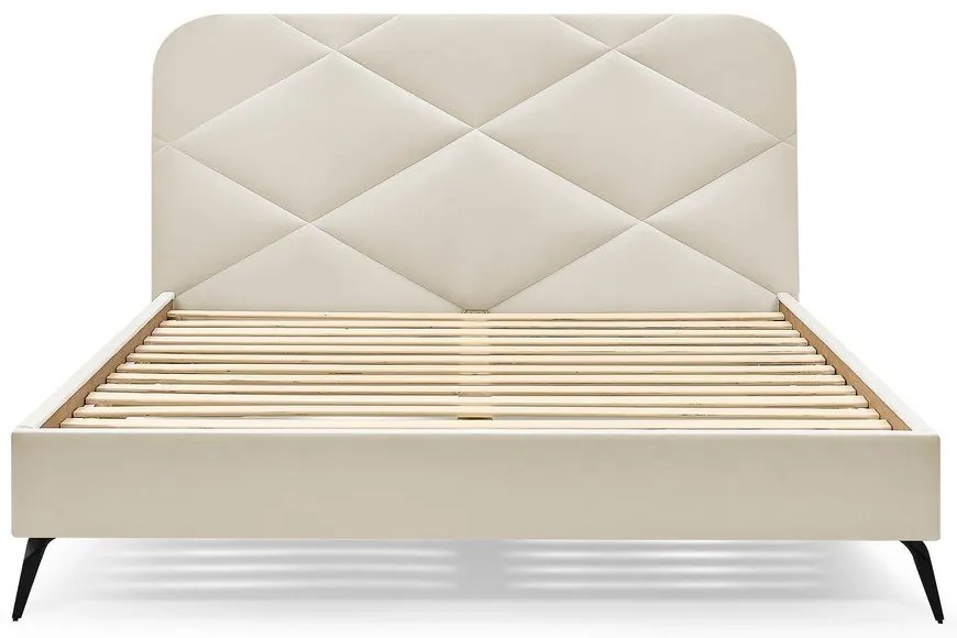 Béžová čalúnená dvojlôžková posteľ s roštom 140x190 cm Prune – Bobochic Paris