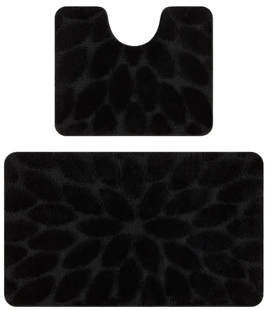 Sada kúpeľňových koberčekov SUPREME STONES kamienky, čierna