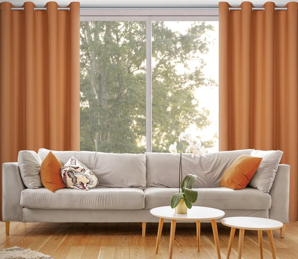 ZÁVES NA KRÚŽKOCH RITA 140X250 CM ORANŽOVÁ