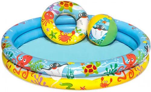BESTWAY detský okrúhly bazén NEMO , nafukovačka , lopty 51124