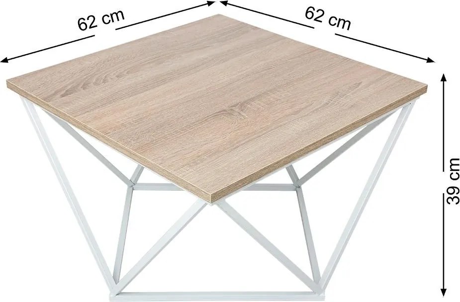 Konferenční stolek Curved 60 cm bílý/dub tmavý