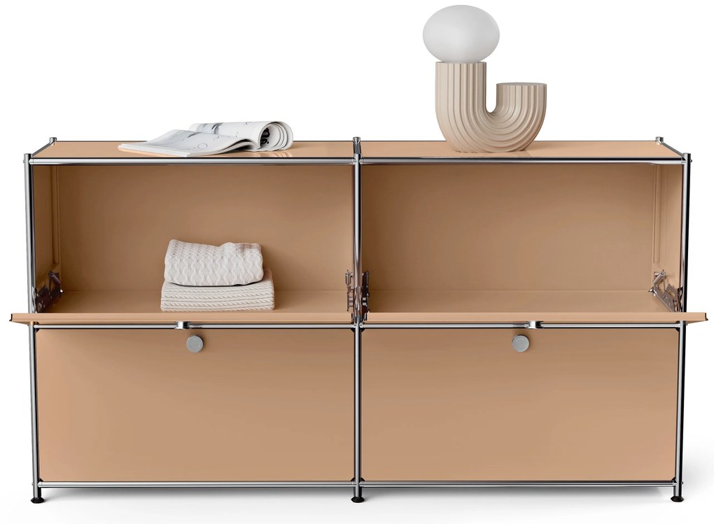 Vysoký kovový regál »CN3« so 4 výklopnými priečinkami, karamelový