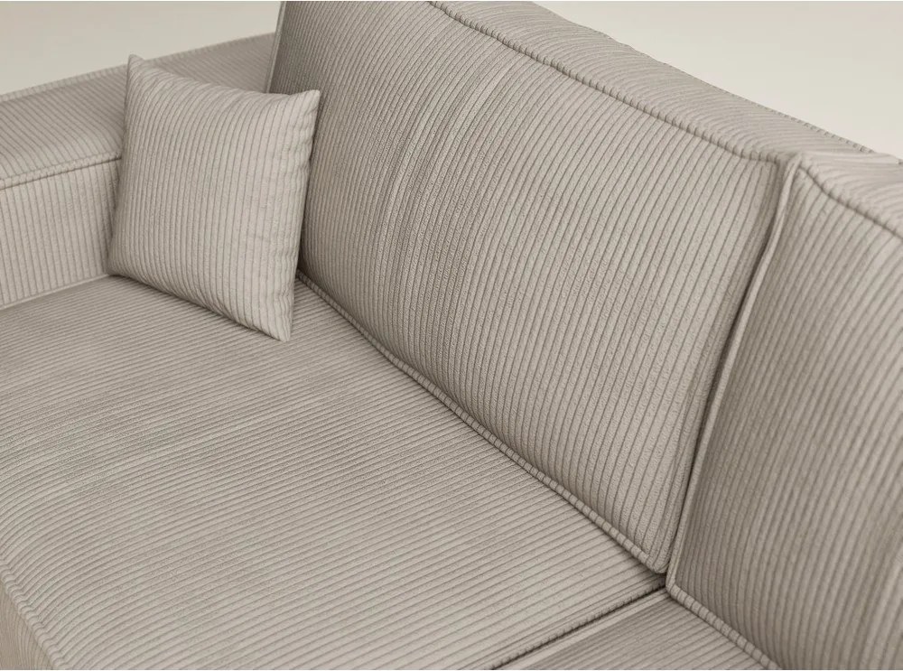 Béžová menčestrová rozkladacia/s úložným priestorom rohová pohovka (pravý roh/do L) Tonga – Maison de Rêve