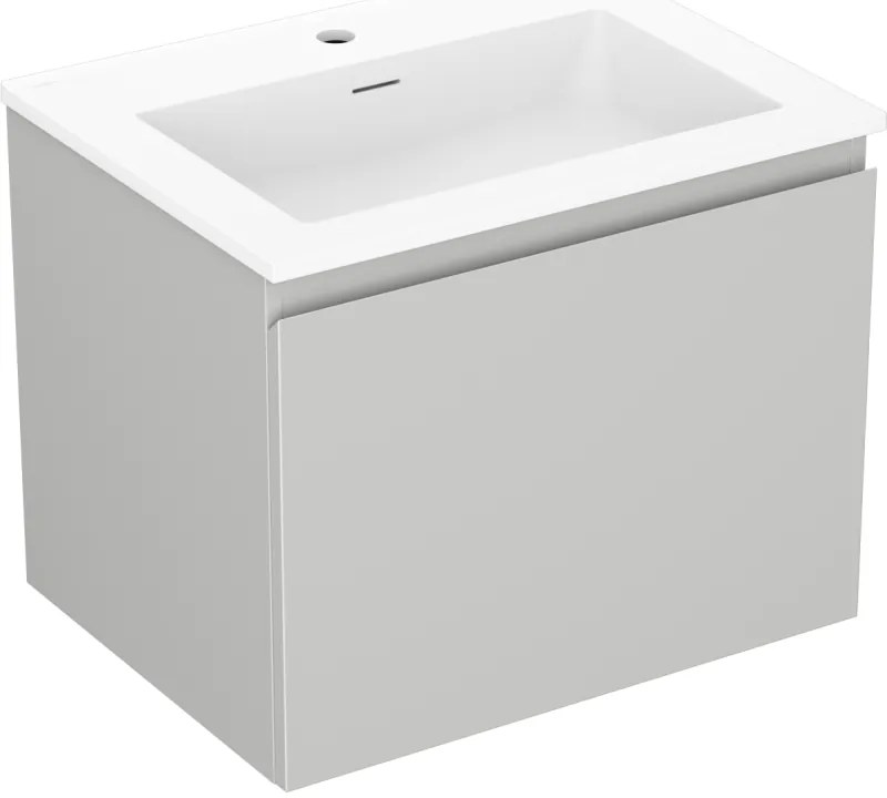 Mexen Orio, kúpeľňová skrinka 60 cm s umývadlom Otis, 1 zásuvka, šedá matná/biela matná, 91A10-06047-1-BF62-W18M01