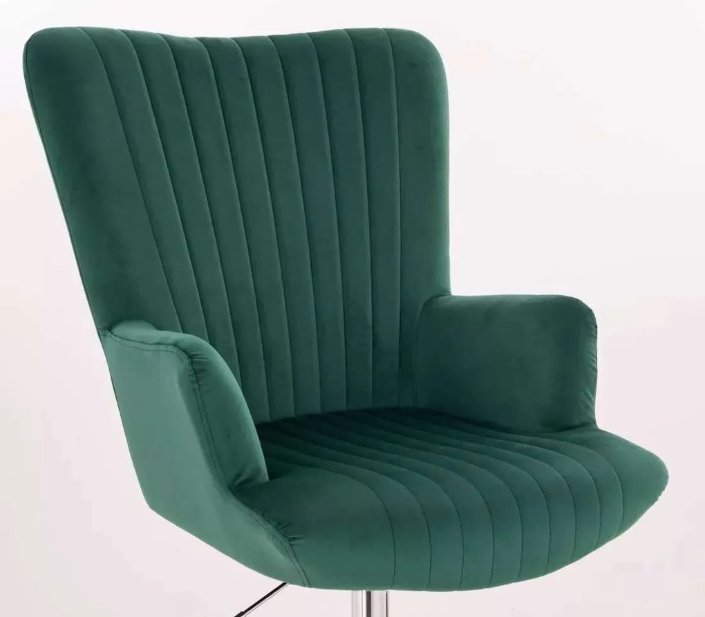 LuxuryForm DESIGN Kreslo AMADEO VELUR na čiernej podstave s kolieskami - zelené
