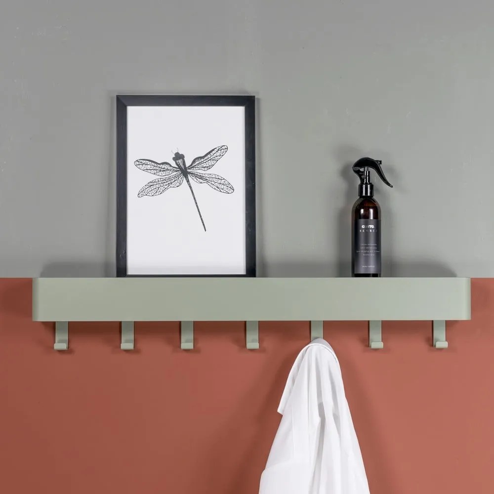 Sivozelený kovový nástenný vešiak s poličkou 72 cm Dax Play – Spinder Design
