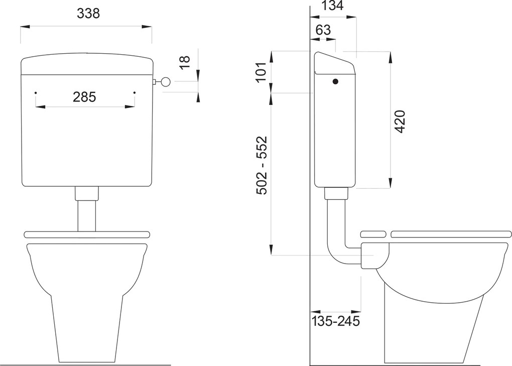 CREAVIT CREAVIT, WC kombi, dvojtlačítko 4,5/6l, spodný odpad, biela, TP3406