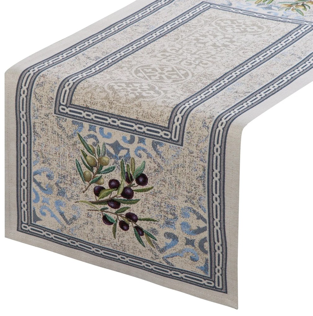 EUROFIRANY GOBELÍNOVÝ BEHÚŇ NA STÔL OLIVE 40X100 CM VZOROVANÝ