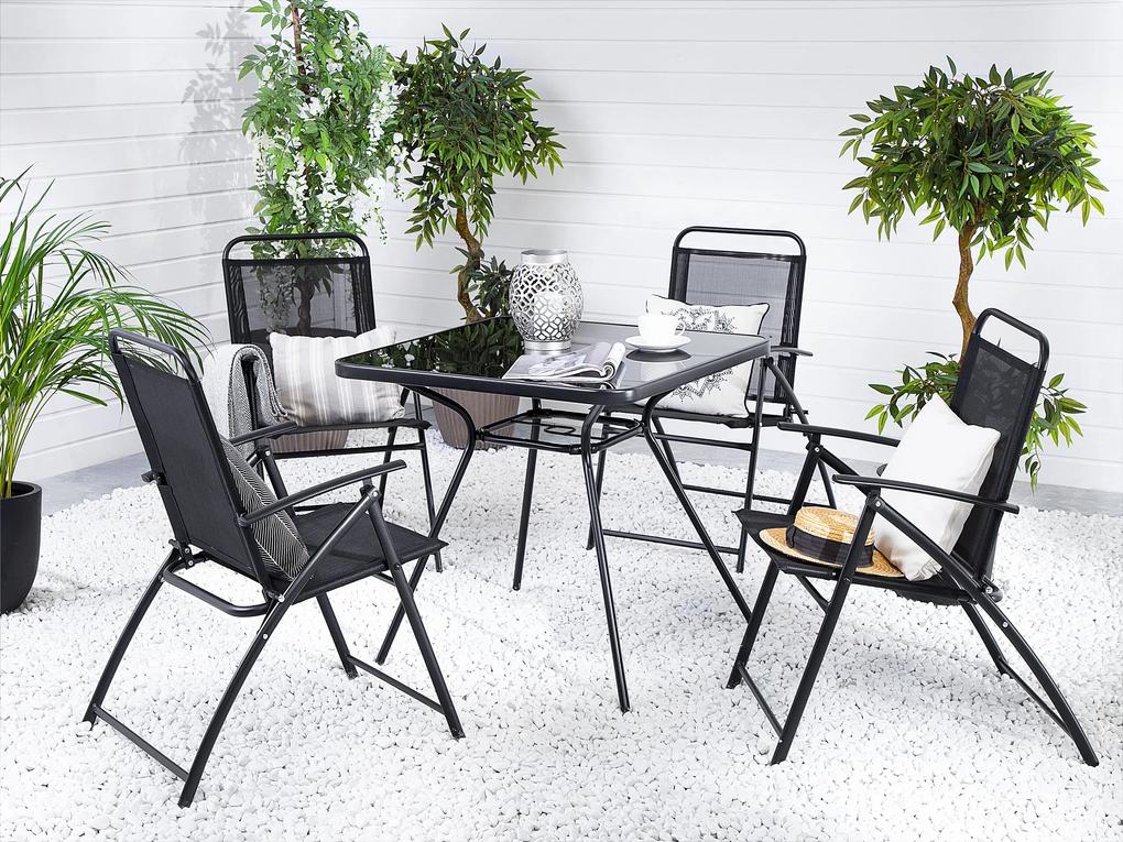 Sada štyroch záhradných skladacích stoličiek v čiernej farbe LIVO Beliani
