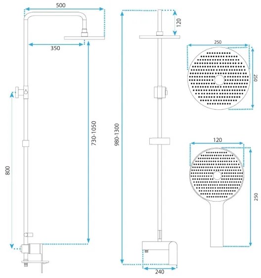 REA-P2400 - Sprchová súprava s batériou AVALON, brúsené zlato