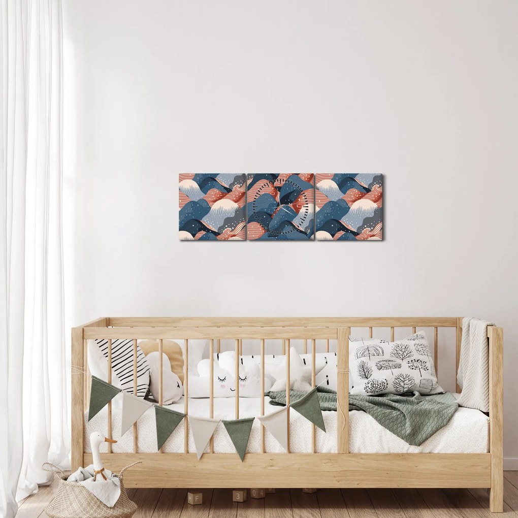 Obraz - Vlny a kopce (s hodinami) (90x30 cm)