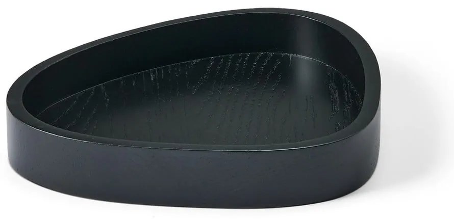 Čierny dekoratívny drevený úložný box 18x16x3 cm Curve M – LIND DNA